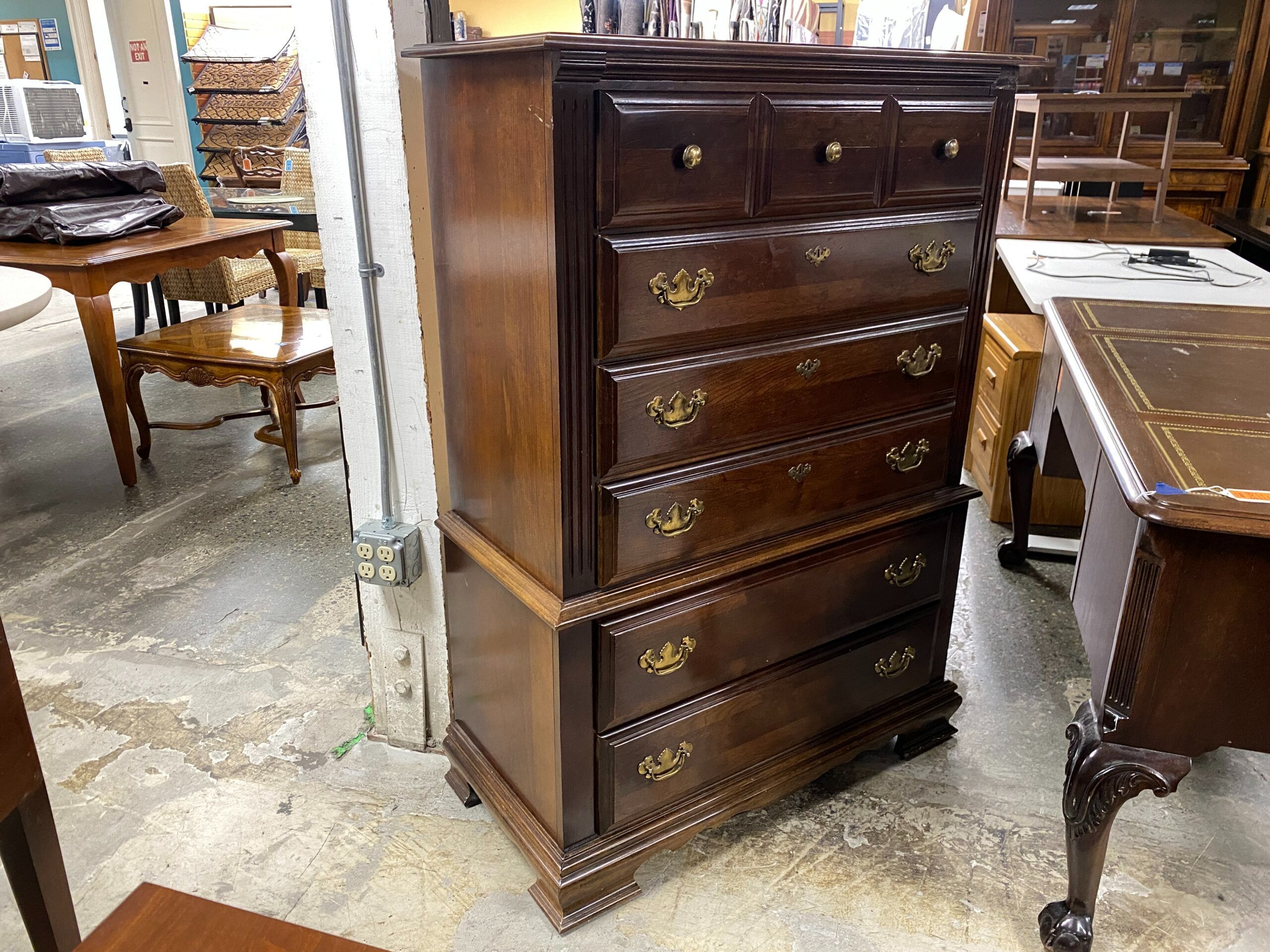 Dark Brown 6 Drawer Dresser w/ Brass Hardware