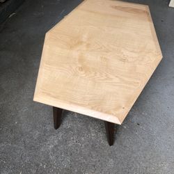 Handcrafted Hickory And Redwood Coffee Table With Mid-century Design
