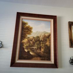 Large  Canvas  Painting Signed  Perfect  Large 