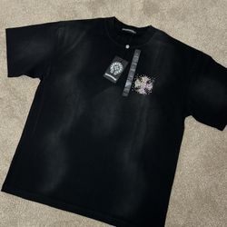 Designer Gothic Cross Tee 🖤 Rhinestone Detail (Size S)