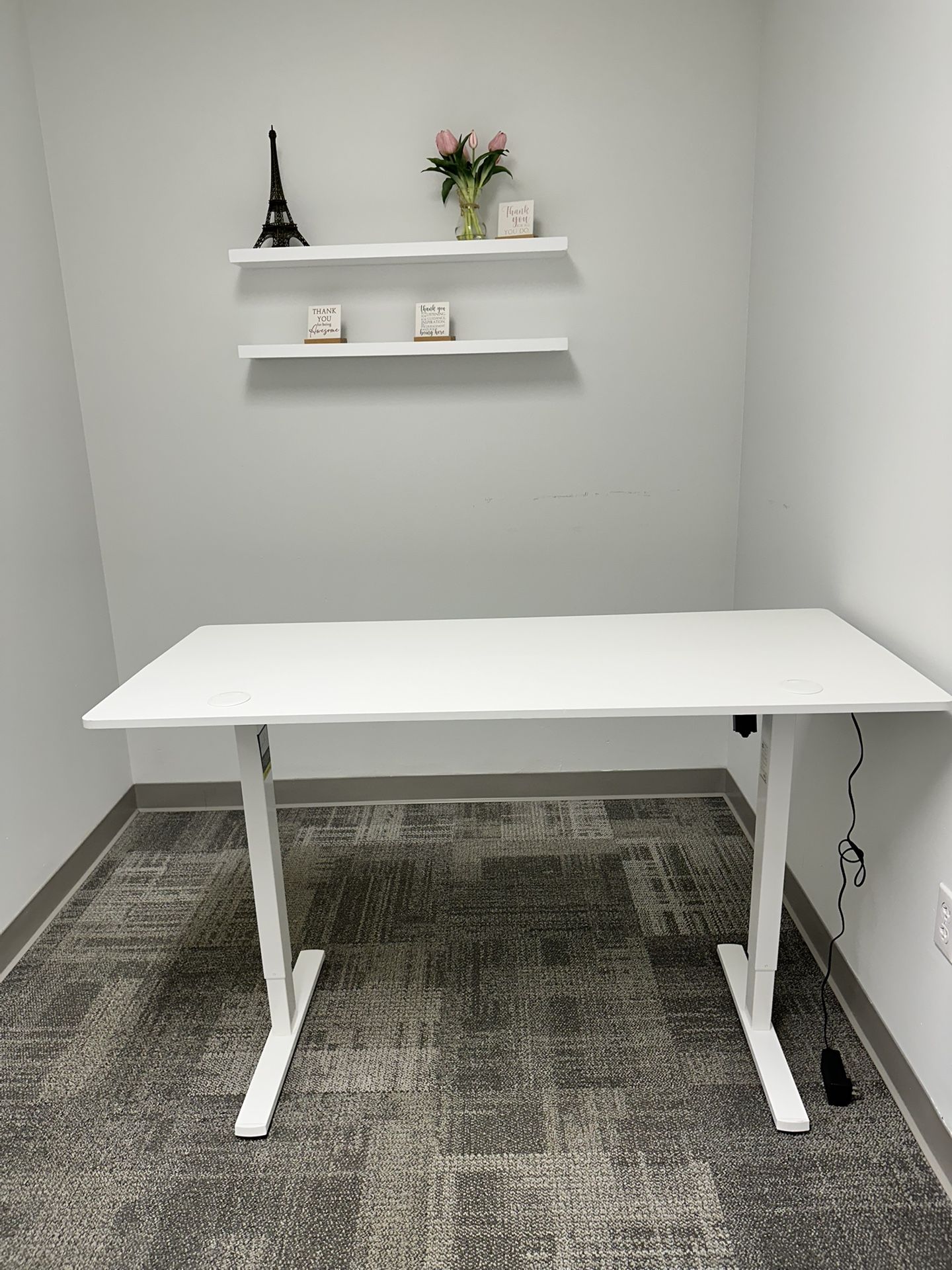Adjustable Height Desk Table Office White