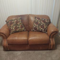  Brown Leather Loveseat 