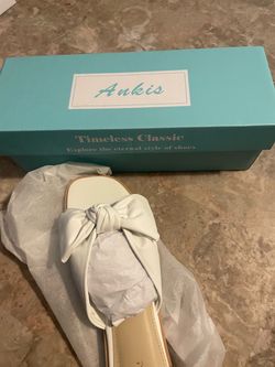 Ankis White Bow Slide Sandals