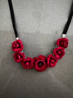 Red Rose Velvet Choker Necklace