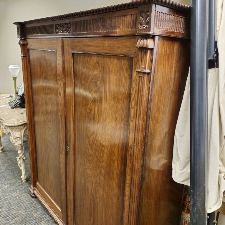 Large Hand Carved Solid Wood Cabinet