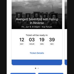 Avenged Sevenfold Falling In Reverse Inglewood FLOOR PIT Tickets