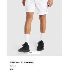 GymShark Arrival 7” Shorts (White) 