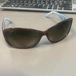 Maui Jim Nalani MJ295-03T Sunglasses - Tortoise with White and Blue Frame, HCL® Bronze Lenses (61mm Lens, 16mm Bridge)