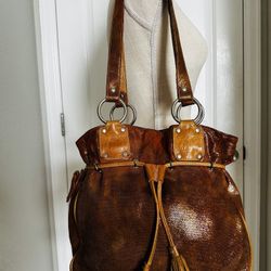 Pietro Alessandro New York Leather Gold Shimmer Hobo Bag Purse Y2K Designer 