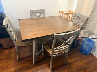 Wood Dining Table with 4 Chairs