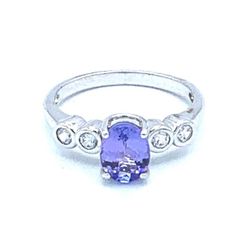 VINTAGE RSI STERLING SILVER 925 AMETHYST CZ RING - SIZE -7