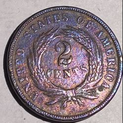 1864 2 cent piece Nice Details For  A Coin Over 100 Years ErrorRestamp. On Date.