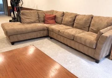 Klaussner Microfiber Beige 2pc Sectional Sofa with Left Chaise