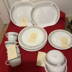 17 Pcs Vintage Corelle Woodland Brown Dinnerware Set