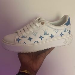 Louis Vuitton Blue And White Lace Up Shoes