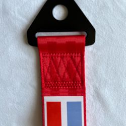 Red Dominican Republic Flag Bumper Towing Strap 