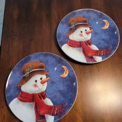 Vintage 1997  Elaine Thompson Snowman Plates