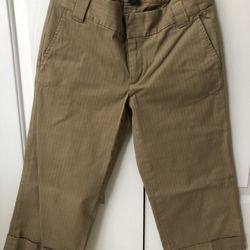 Banana Republic Tan Pinstripe Stretch Capri pants 