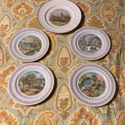 5 Collectible China Decorative Plates Made In Japan Four Seasons 