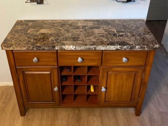 Wooden side board with wine rack & Marble top