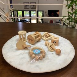 Lot of Montessori toys seven pieces, wooden baby toys