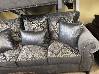 Elegant Silver with studs 💎 Sofa and Love seat set 🌸