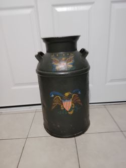 Vintage Metal Can container original painting Antique