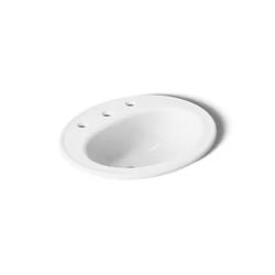 KOHLER K-2196-8-0 Pennington Self-Rimming Bathroom Sink, White
