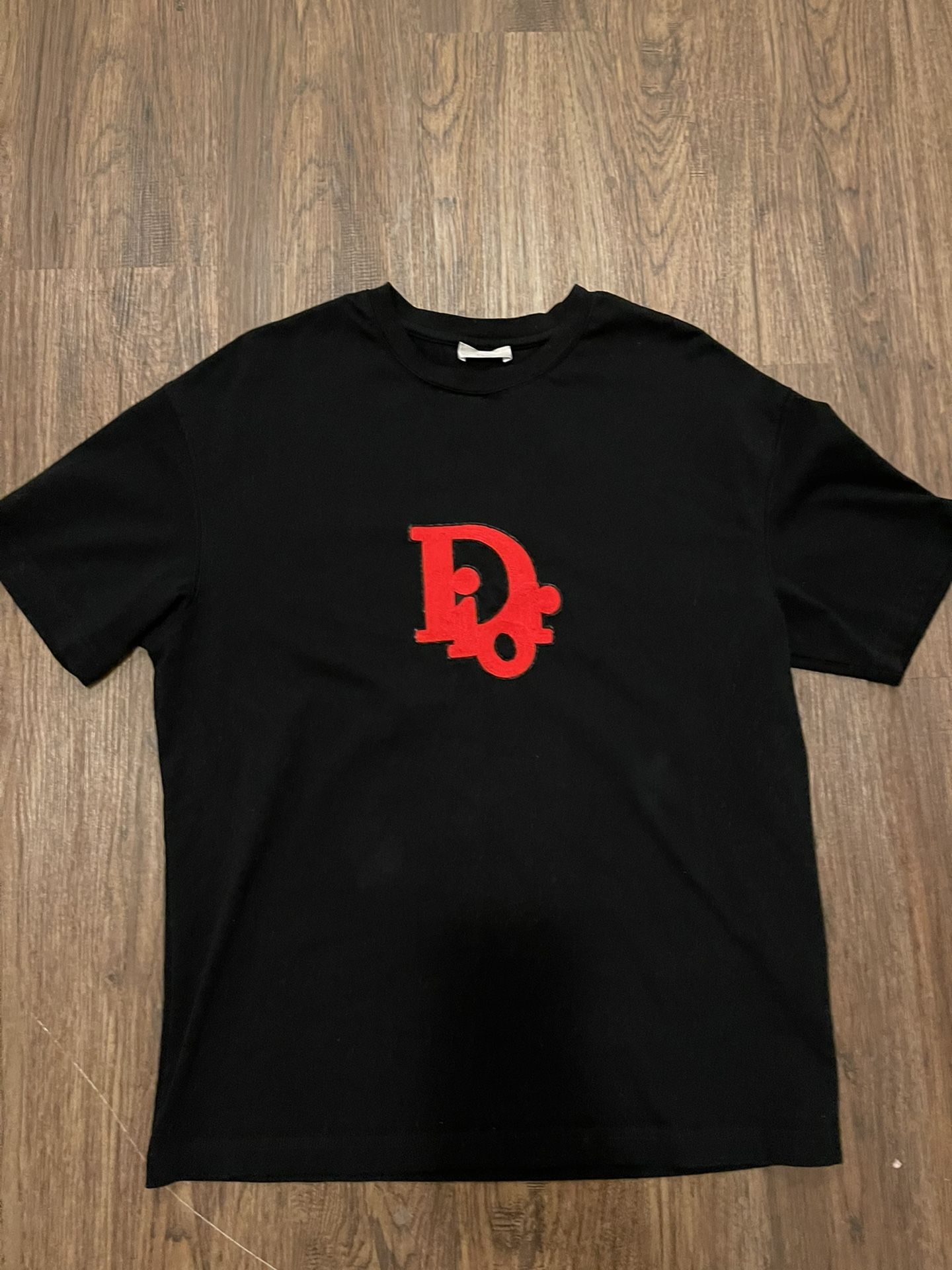  Dior Black Cotton Tee With Oblique Patch 