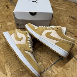 Nike Air Jordan 1 Low Se Twine-Orange-Quartz Corduroy Womens Sz 8.5 [DH7820-700]