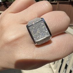 New Moissanite Men’s Ring Luxury 1.04CT, 18K White Gold Plated Sterling Silver