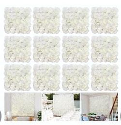 12 pcs White artificial flower wall backdrop pannel