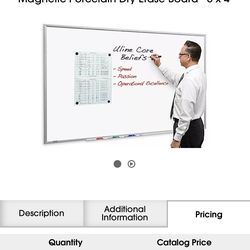Brand-new sealed Quartet Magnetic Dry-Erase Board (48" × 72", aluminum frame) - still strapped in the original packaging.