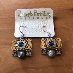 Joseph Brinton Cat Dangle Earrings - NEW