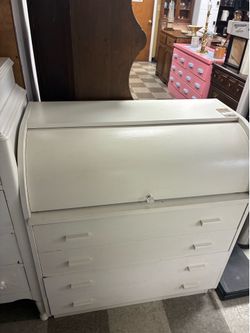 White Roll Top Chest of Drawers