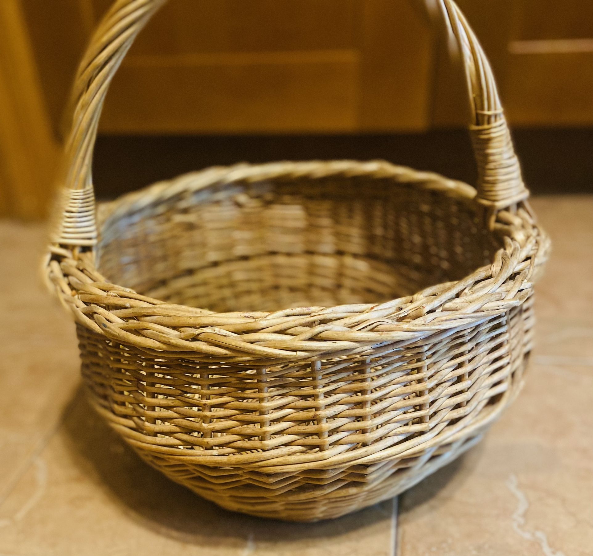 Hand Made Wicker Basket, 12-13” Wide. 