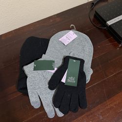 Women’s Wild Fable 2 Beanies & 2 Touch Screen Compatible Gloves NWT Grey & Black