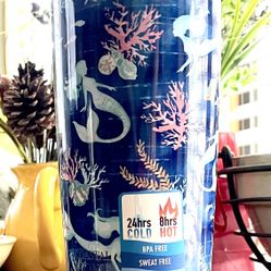 20 Oz Stainless Steel Tumbler w/Lid Meteor Brand - Insulated - MERMAID THEMED