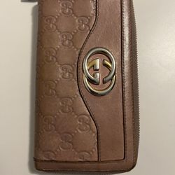 GUCCI Guccissima SUKEY Zip Around Long Brown Wallet Leather