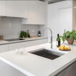 White Concrete Tables and sinks