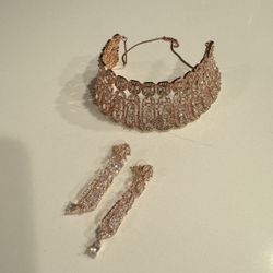 Rose Gold Costume Choker & Earring Set