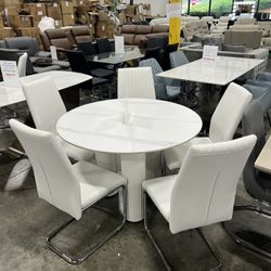 Modern Round Sintered Stone Dining Table with 5 Chairs