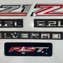 OEM Chevy Silverado Red & Chrome 6.2L Z71 Emblems Badges Set