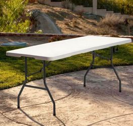 6FT Picnic Table Folding Table Camping Table Plastic Table Fold Up Table Lock for Party Event,White