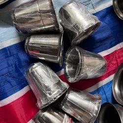 Steel kitchen items glasses ,cups, spoons,