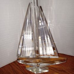 Flawless Signed Shannon Crystal Sailboat From Ireland  7 1/2" 5"  