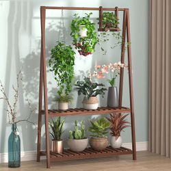 Plant Display Shelf Succulent Planter Ladder Simple Plant Stand Moisture-proof Flower Stand Anticorrosive Flower Pot Holder Hangable Pot Flower Rack W