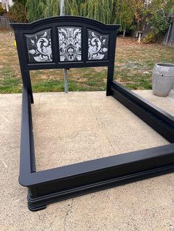 Refinished Queen bed frame/ with slats