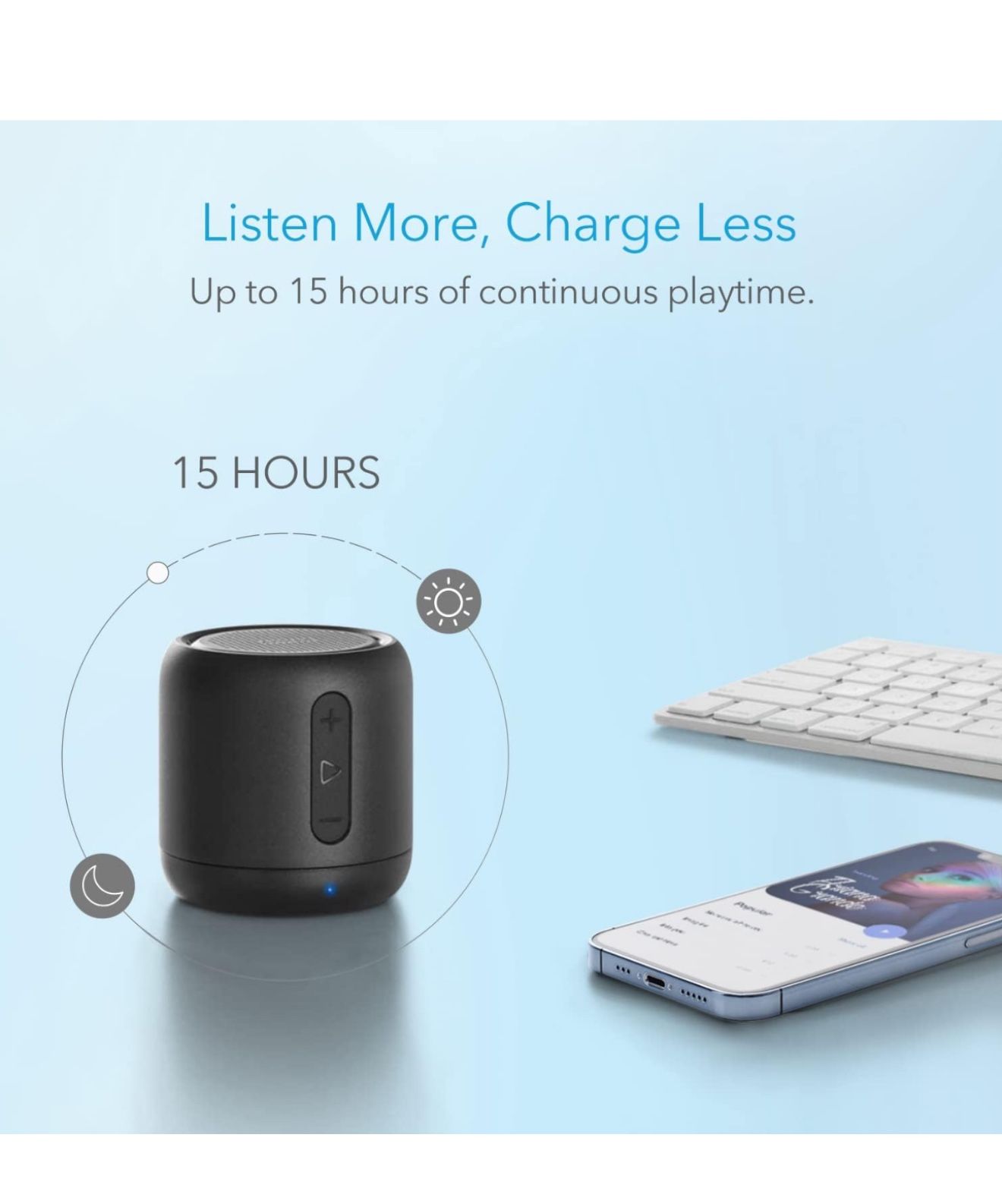 Brand New Anker Soundcore Mini, Super-Portable Bluetooth Speaker with FM Radio, 15-Hour Playtime, 66 ft Bluetooth Range, Enhanced Bass, Noise-Cancelli