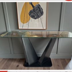 Modern Black Console Table With Leather